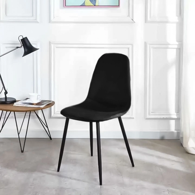 Set de scaune din catifea pentru sufragerie și living room - negru