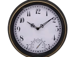 Ceas de perete pentru exterior 30 cm – negru‑auriu, cadran alb
