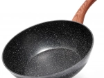 Wok din granit VILDE Black&Wood 28 cm