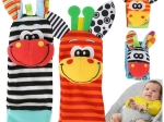 Kruzzel set senzorial de zornăitori – brățări și șosete pentru bebeluși (4 buc.)