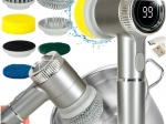 Perie electrică de curățare 5‑în‑1 cu afișaj LED pentru baie, rosturi și podele