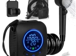 Duș portabil de camping TRIZAND 8000 mAh cu pompă și afișaj LED, USB, IPX8