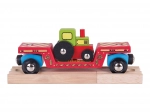 Bigjigs Rail vagon cu tractor și două șine