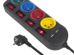 Prelungitor cu comutatoare 4 prize + 2xUSB negru