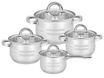 Set de oale din inox Remo 8 piese cu capace din sticlă