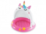 Piscină gonflabilă pentru copii cu baldachin în formă de unicorn INTEX