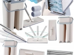 Mop plat cu găleată cu două compartimente și 2 rezerve din microfibră