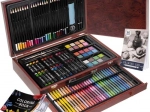Set de pictură în valiză din lemn cu sertar, 148 piese