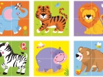 VIGA cuburi din lemn Zoo – 6 imagini, 4 piese