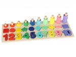 Sorter și abac educațional din lemn 2‑în‑1 montessori 13 × 36 cm