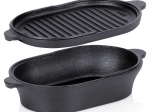 Tavă ovală din fontă cu capac 2‑în‑1 cast line 28 × 16 cm, 1,2 l