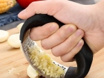 Presă de usturoi ergonomică din oțel inoxidabil