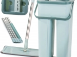Mop plat rotativ cu găleată cu două compartimente