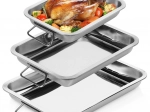 Set de tăvi de copt din inox cu mânere, 3 buc