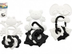 Jucărie de dentiție animăluțe cu pandantive, alb-negru, 9 cm
