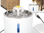 Fântână automată pentru câini și pisici 2,4 l cu LED și filtru cu cărbune