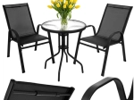 Set bistro pentru balcon GARDLOV – măsuță și 2 scaune, negru