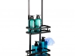 Raft metalic suspendat pentru duș, negru 23 × 10,5 × 75 cm