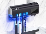 Suport periuță de dinți cu sterilizator UV și distribuitor de pastă - negru