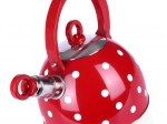 Ceainic roșu din inox cu buline 1,5 l cu fluier ORION