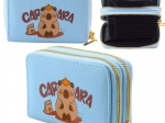 Portofel albastru cu două compartimente, cu capibară, sloturi pentru carduri 12,5 × 8,5 cm