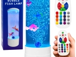 Lampă decorativă de noapte LED acvariu cu pești RGB (16 culori), albă, USB