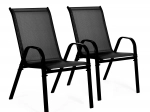 Set de 2 scaune de grădină pentru terasă, balcon, negre