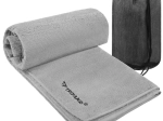 Prosop cu uscare rapidă Trizand din microfibră 120 × 60 cm gri închis
