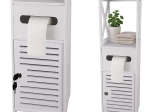 Dulap de baie Ruhhy cu compartiment pentru hârtie igienică și încuietoare cu cheie, alb