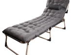 Şezlong de camping pliabil cu saltea 193 cm, gri închis