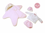 Hăinuțe pentru păpușă NEW BORN 40–42 cm – set roz cu fleece în formă de stea Llorens