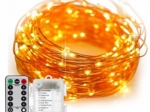 Banda de iluminat LED alb cald cu telecomandă - 10 m, 100 LED-uri