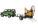 Set de joc Bruder SUV și miniexcavator pe șenile JCB cu remorcă