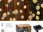 Șir luminos solar pentru grădină Bubble, 50 LED, alb cald, 9,35 m