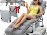 Pat pliabil pentru camping și șezlong de grădină ChillWell Dream – gri