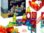 Set de construcție magnetic cu pistă pentru bile, 77 piese