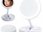Oglindă cosmetică rotativă iluminată cu LED și mărire 10×