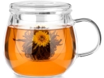 Cană din sticlă cu sită și capac 400 ml