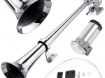 Claxon pneumatic 150 dB cu trompetă cromată și compresor 12 V