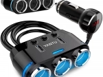 Împărțitor auto cu 3 prize pentru bricheta mașinii și 2 USB, voltmetru