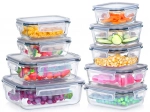 Borcanuri din sticlă pentru alimente cu capac etanș și garnitură, set de 9 piese