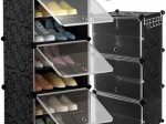 Dulap modular pentru pantofi cu 6 niveluri, cu uși și cuier