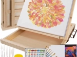 Trusă de pictură cu șevalet de masă, set de 46 de piese