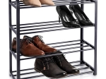 Dulap pentru încălțăminte metalic negru, 4 etaje, 49,5 × 18,5 × 56,5 cm