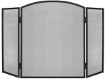 Paravan pentru șemineu împotriva scânteilor, 3 panouri, negru, 118 × 76 cm