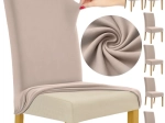Huse pentru scaune RUHHY - set 6 buc, velur elastic bej
