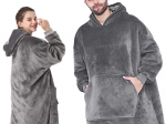 Hoodie-pătură oversize călduroasă gri