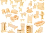 Set de mobilier din lemn pentru căsuța de păpuși, 34 de piese