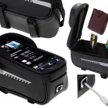 Geantă de bicicletă impermeabilă pentru ghidon cu suport pentru telefon