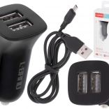 Încărcător auto rapid cu adaptor 2× USB cu cablu micro USB L-BRNO